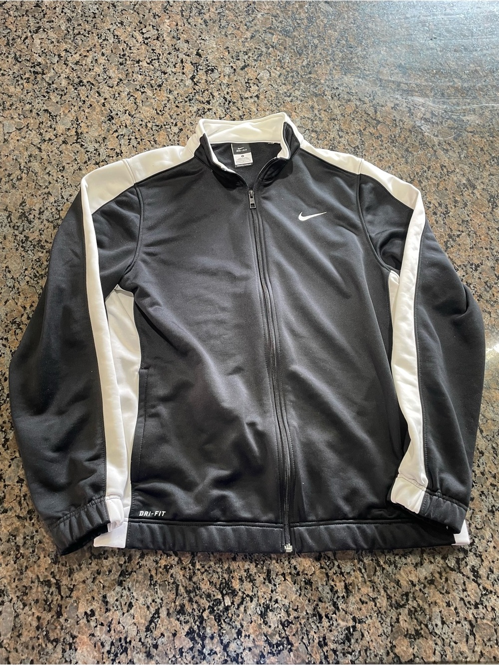 Nike Men’s Black and White Dri-FIT Full-Zip Sweater Jacket